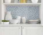 French Country Cossette Small Allover Leaves on Vines Wallpaper - River Deep Blue - Wallquest - FC62212 - Image 4
