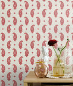 French Country Maia Monochromatic Small Paisley Wallpaper - Ryan Red - Wallquest - FC62401 - Image 4