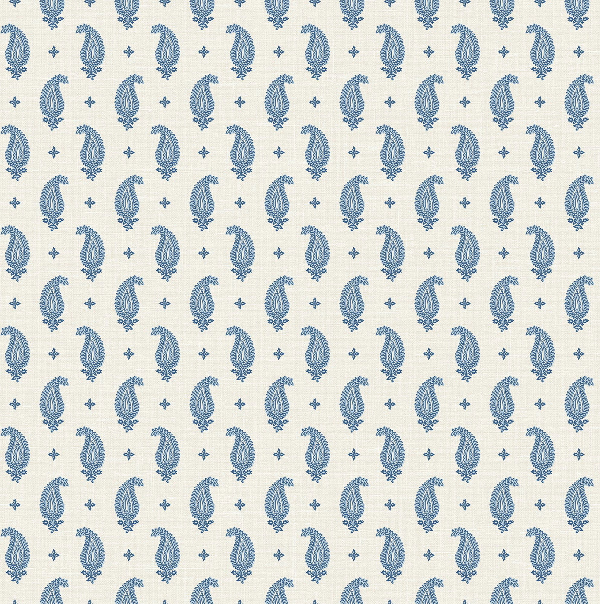 FC62412 French Country Maia Monochromatic Small Paisley Wallpaper - Hudson Bay, Blue - Wallquest - FC62412 - Image 1