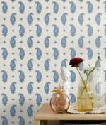 French Country Maia Monochromatic Small Paisley Wallpaper - Hudson Bay, Blue - Wallquest - FC62412 - Image 4