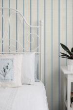French Country Andree Small Stripes Wallpaper - Bedford Blue - Wallquest - FC62502 - Image 4