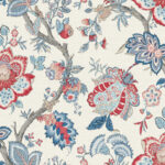 French Country Bernadette Linen Jacobean Floral Fabric - Berries - Wallquest - FC62601F -  per Yard