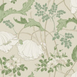 Gwendolyn Art Nouveau Style Wallpaper - Ecru, Green - York - MF4751