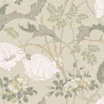 Gwendolyn Art Nouveau Style Wallpaper - Linen, Sage - York - MF4754