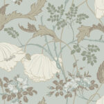 Gwendolyn Art Nouveau Style Wallpaper - Blue, Suede - York - MF4755