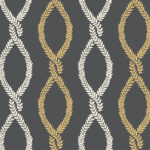 Antonina Vella - Laureate Vine Leaves Trellis Wallpaper - Black - York - VP1324
