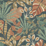 Heritage Tales - Esselle Kirra Leaf Floral Wallpaper  - Navy, Spice  - Seabrook - Wallquest - 100032EH