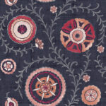 Heritage Tales - Esselle Nahlia Circles and Floral Trail  Wallpaper  - Navy, Berry  - Seabrook - Wallquest - 100033EH