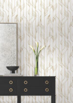 Candice Olson Decadence II -  Elemental Thread Wispy Stripe Wallpaper - White, Gold  - York - DF3301 - Image 4