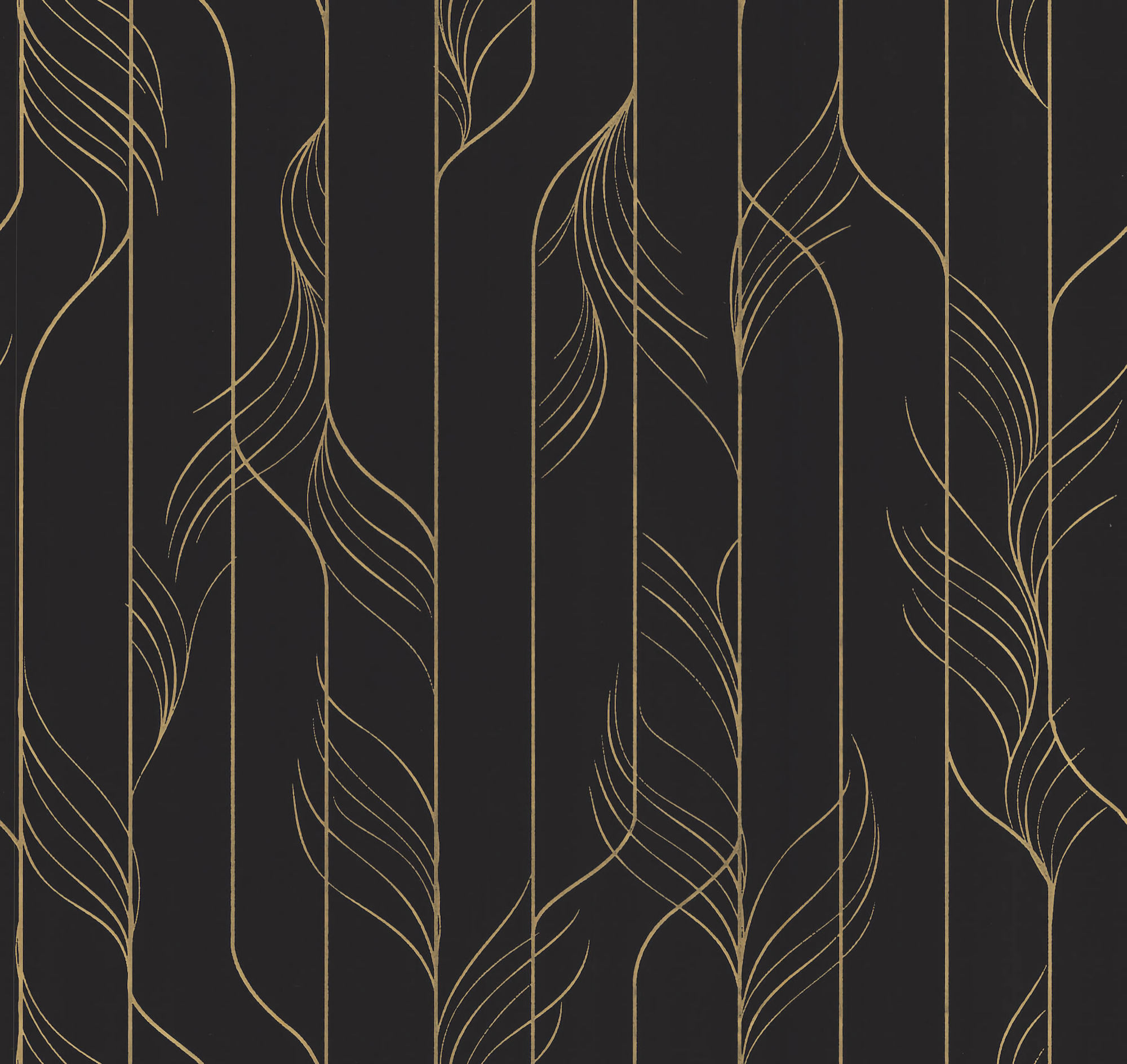 DF3305 Candice Olson Decadence II - Elemental Thread Wispy Stripe Wallpaper - Black, Gold - York - DF3305 - Image 1