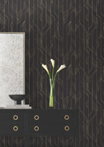 Candice Olson Decadence II -  Elemental Thread Wispy Stripe Wallpaper - Black, Gold  - York - DF3305 - Image 4