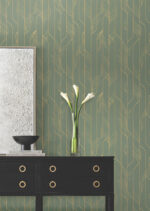 Candice Olson Decadence II -  Elemental Thread Wispy Stripe Wallpaper - Green, Gold  - York - DF3306 - Image 4