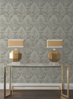 Candice Olson Decadence II -  Faux Velvet Crush Damask Pearlescent Wallpaper - Taupe, Gold  - York - DF3331 - Image 5