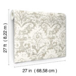 Candice Olson Decadence II -  Faux Velvet Crush Damask Pearlescent Wallpaper - Soft Neutral, Pearl  - York - DF3333 - Image 6