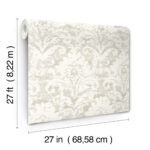 Candice Olson Decadence II -  Faux Velvet Crush Damask Pearlescent Wallpaper - Cream, Pearl  - York - DF3334 - Image 6