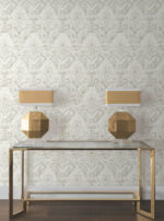 Candice Olson Decadence II -  Faux Velvet Crush Damask Pearlescent Wallpaper - Cream, Pearl  - York - DF3334 - Image 5