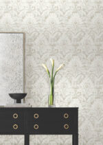 Candice Olson Decadence II -  Faux Velvet Crush Damask Pearlescent Wallpaper - Cream, Pearl  - York - DF3334 - Image 4