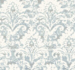 Candice Olson Decadence II -  Faux Velvet Crush Damask Pearlescent Wallpaper - Blue, Pearl  - York - DF3335