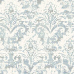 Candice Olson Decadence II -  Faux Velvet Crush Damask Pearlescent Wallpaper - Blue, Pearl  - York - DF3335