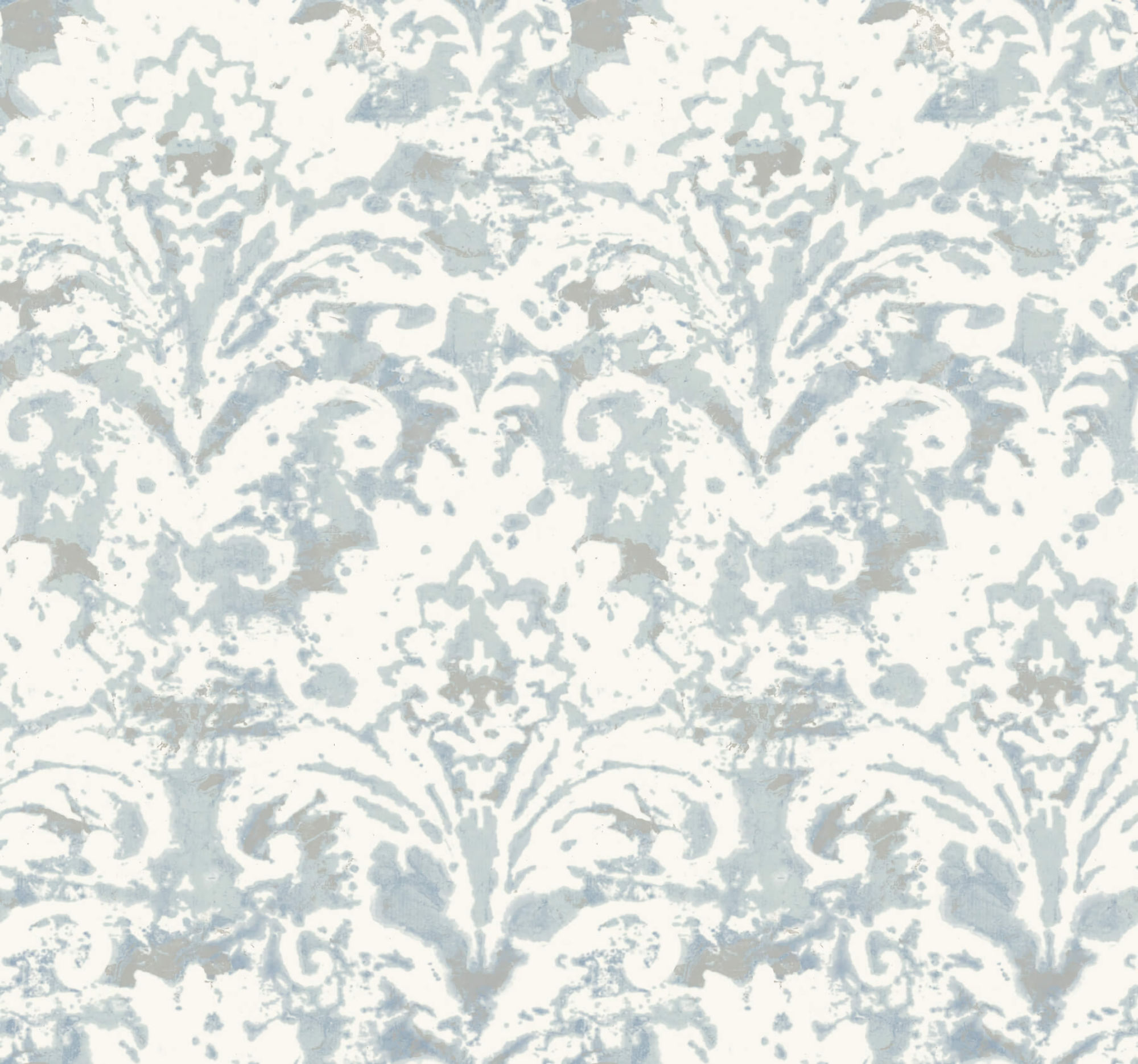 DF3335 Candice Olson Decadence II - Faux Velvet Crush Damask Pearlescent Wallpaper - Blue, Pearl - York - DF3335 - Image 1