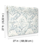 Candice Olson Decadence II -  Faux Velvet Crush Damask Pearlescent Wallpaper - Blue, Pearl  - York - DF3335 - Image 6