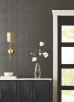 Candice Olson Decadence II -  Uptown Glam Damask Small Print  Glass Beads Wallpaper - Black, Gold  - York - DF3336 - Image 5
