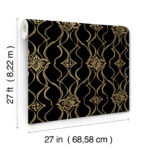 Candice Olson Decadence II -  Pirouette Damask Stripe Wallpaper - Black, Gold  - York - DF3371 - Image 6