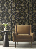 Candice Olson Decadence II -  Pirouette Damask Stripe Wallpaper - Black, Gold  - York - DF3371 - Image 5