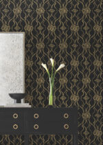 Candice Olson Decadence II -  Pirouette Damask Stripe Wallpaper - Black, Gold  - York - DF3371 - Image 4
