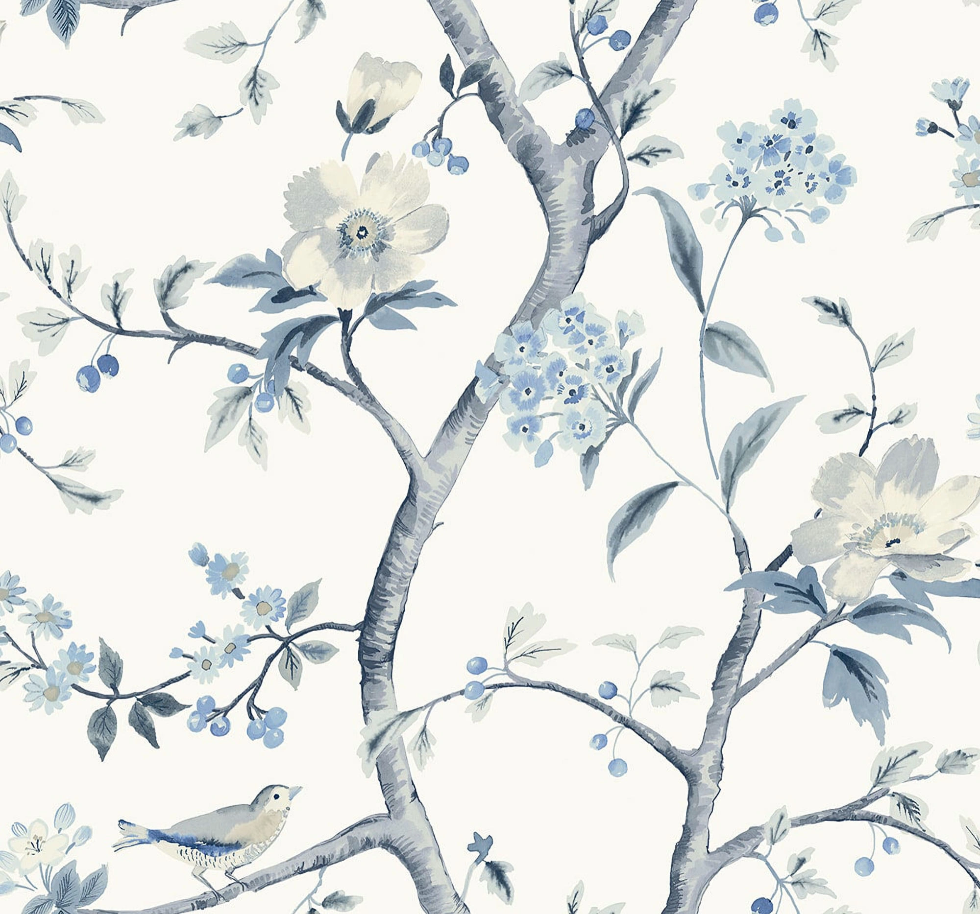 LN40002 Lillian August - Sparrow Haven Wallpaper - Type II 20 Oz. Vinyl - Breezy Blue - Wallquest - LN40002 - Image 1