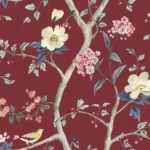 Lillian August Coastal Haven - Sparrow Haven Wallpaper - Type II 20 Oz. Vinyl - Crimson - Wallquest - LN40011