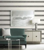 Lillian August Coastal Haven - Alani Horizontal Stripe Wallpaper - Type II 20 Oz. Vinyl - Charcoal - Wallquest - LN40100 - Image 5