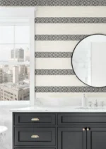 Lillian August Coastal Haven - Alani Horizontal Stripe Wallpaper - Type II 20 Oz. Vinyl - Charcoal - Wallquest - LN40100 - Image 4