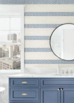 Lillian August Coastal Haven - Alani Horizontal Stripe Wallpaper - Type II 20 Oz. Vinyl - Asure - Blue - Wallquest - LN40102 - Image 4