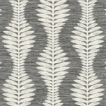 Lillian August Coastal Haven - Carina Curved Leaves Stripe Wallpaper - Type II 20 Oz. Vinyl - Black and White - Wallquest - LN40500