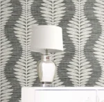 Lillian August Coastal Haven - Carina Curved Leaves Stripe Wallpaper - Type II 20 Oz. Vinyl - Black and White - Wallquest - LN40500 - Image 3