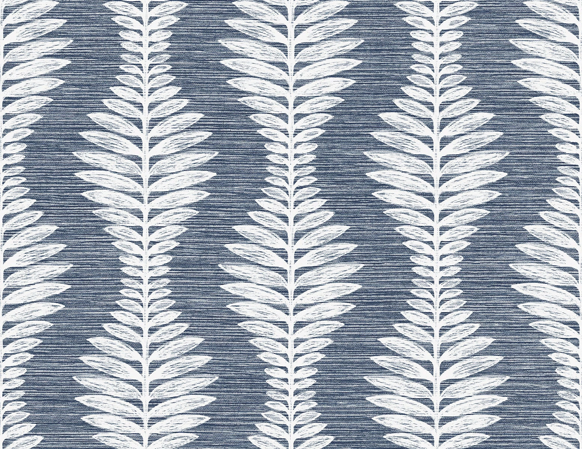 LN40502 Lillian August Coastal Haven - Carina Curved Leaves Stripe Wallpaper - Type II 20 Oz. Vinyl - Island Night, Navy - Wallquest - LN40502 - Image 1
