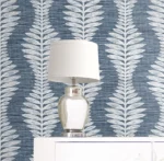 Lillian August Coastal Haven - Carina Curved Leaves Stripe Wallpaper - Type II 20 Oz. Vinyl - Island Night, Navy - Wallquest - LN40502 - Image 4