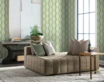Lillian August Coastal Haven - Carina Curved Leaves Stripe Wallpaper - Type II 20 Oz. Vinyl - Fresh Green - Wallquest - LN40504 - Image 6