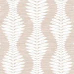 Lillian August Coastal Haven - Carina Curved Leaves Stripe Wallpaper - Type II 20 Oz. Vinyl - Terra Cotta - Wallquest - LN40506