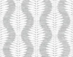 Lillian August Coastal Haven - Carina Curved Leaves Stripe Wallpaper - Type II 20 Oz. Vinyl - Heavy Rain, Gray - Wallquest - LN40508