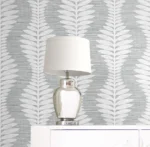 Lillian August Coastal Haven - Carina Curved Leaves Stripe Wallpaper - Type II 20 Oz. Vinyl - Heavy Rain, Gray - Wallquest - LN40508 - Image 4