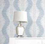 Lillian August Coastal Haven - Carina Curved Leaves Stripe Wallpaper - Type II 20 Oz. Vinyl - Ice Cube, Blue - Wallquest - LN40512 - Image 4