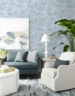 Lillian August Coastal Haven - Cordelia Leaves Frond Wallpaper - Type II 20 Oz. Vinyl - Dream Blue - Wallquest - LN40702 - Image 6