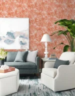 Lillian August Coastal Haven - Cordelia Leaves Frond Wallpaper - Type II 20 Oz. Vinyl - Coral - Wallquest - LN40706 - Image 6
