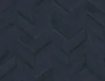 Lillian August Coastal Haven - Keone Bay Faux Wood Geometric Wallpaper - Type II 20 Oz. Vinyl - Nightfall, Dark Navy - Wallquest - LN40802