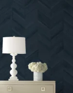 Lillian August Coastal Haven - Keone Bay Faux Wood Geometric Wallpaper - Type II 20 Oz. Vinyl - Nightfall, Dark Navy - Wallquest - LN40802 - Image 4