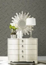 Lillian August Coastal Haven - Keone Bay Faux Wood Geometric Wallpaper - Type II 20 Oz. Vinyl - Smokey - Wallquest - LN40808 - Image 5