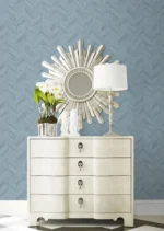 Lillian August Coastal Haven - Keone Bay Faux Wood Geometric Wallpaper - Type II 20 Oz. Vinyl - Bay Blue - Wallquest - LN40812 - Image 5