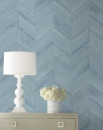 Lillian August Coastal Haven - Keone Bay Faux Wood Geometric Wallpaper - Type II 20 Oz. Vinyl - Bay Blue - Wallquest - LN40812 - Image 4